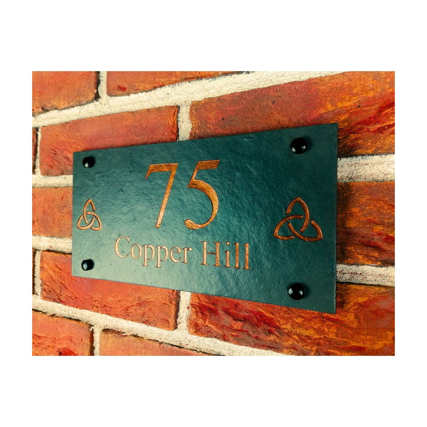 Engraved Natural Slate House Address Sign - Rustic Farmhouse Style Door Number - Wedding, Housewarming, Anniversary Gift Idea