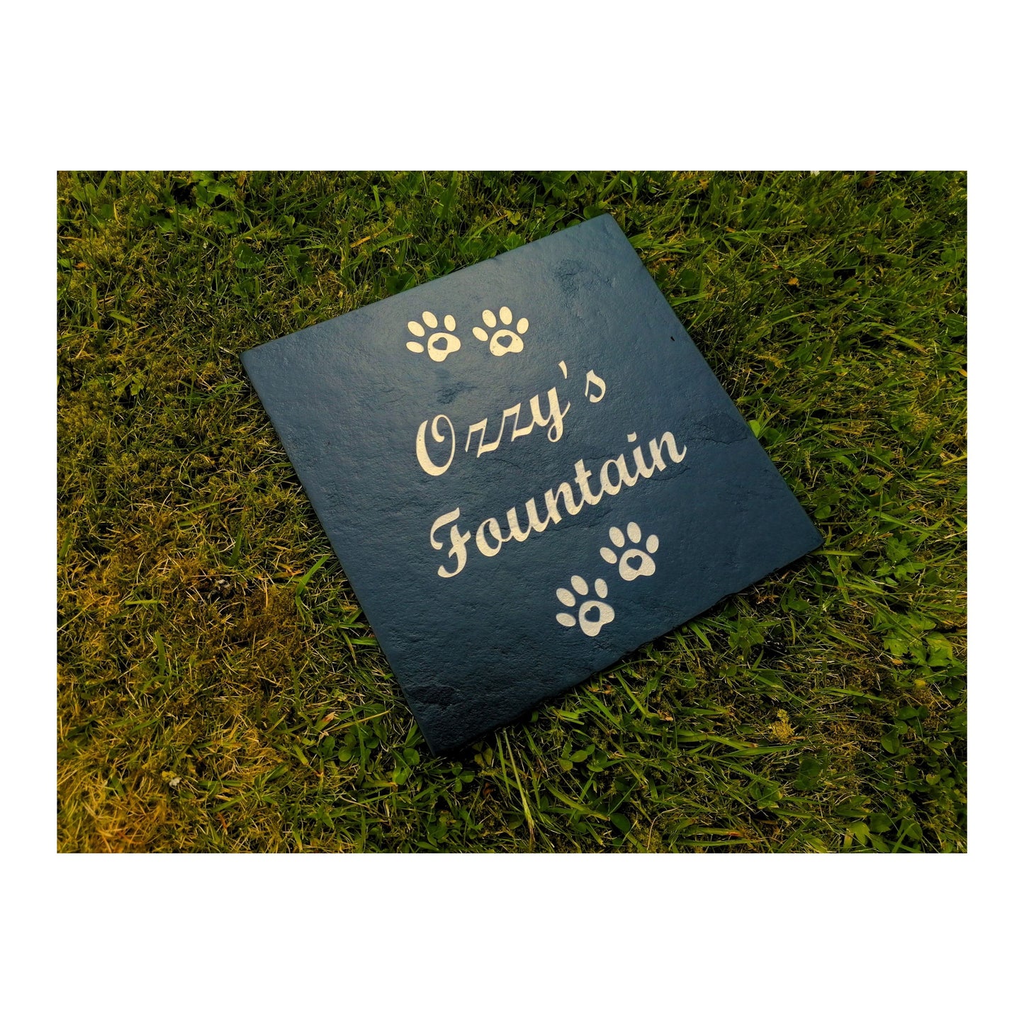 Personalised Custom Pet Paw Print | Engraved Natural Slate Memorial Plaque | Gold Copper Silver | Memories Tributes Markers Stone Headstones