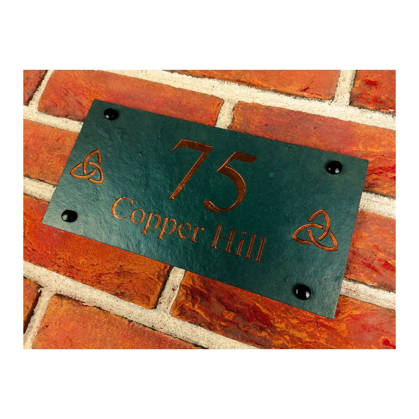 Engraved Natural Slate House Address Sign - Rustic Farmhouse Style Door Number - Wedding, Housewarming, Anniversary Gift Idea