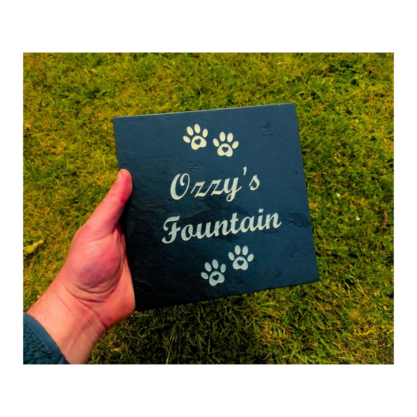 Personalised Custom Pet Paw Print | Engraved Natural Slate Memorial Plaque | Gold Copper Silver | Memories Tributes Markers Stone Headstones