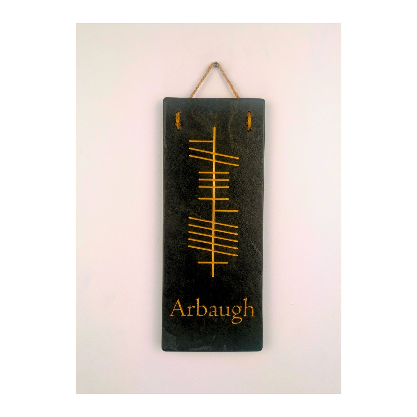 Ogham Wall Hanging | Natural Slate | Handmade Deep Engraved Signs | Celtic Irish Gaelic Traditional | Rustic Home Decor | Unique Gift Ideas