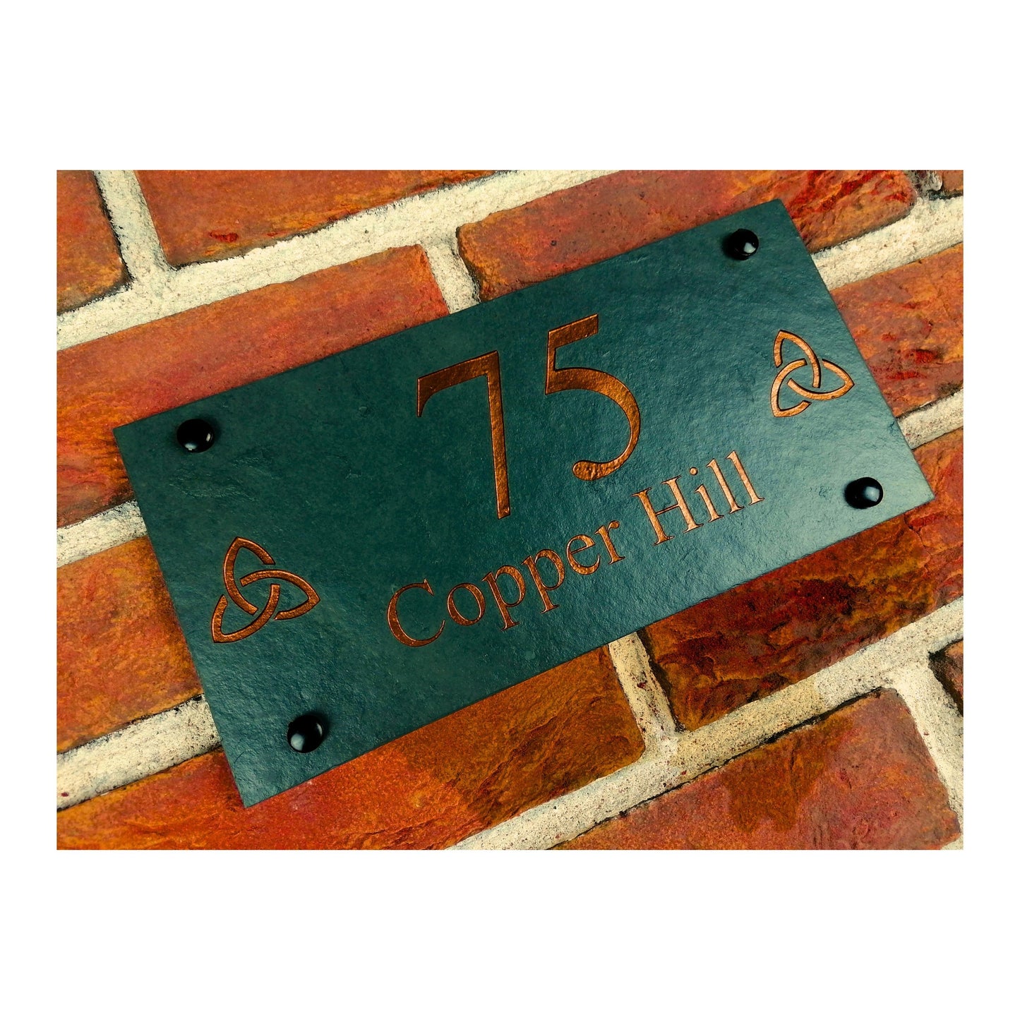 Engraved Natural Slate House Address Sign - Rustic Farmhouse Style Door Number - Wedding, Housewarming, Anniversary Gift Idea