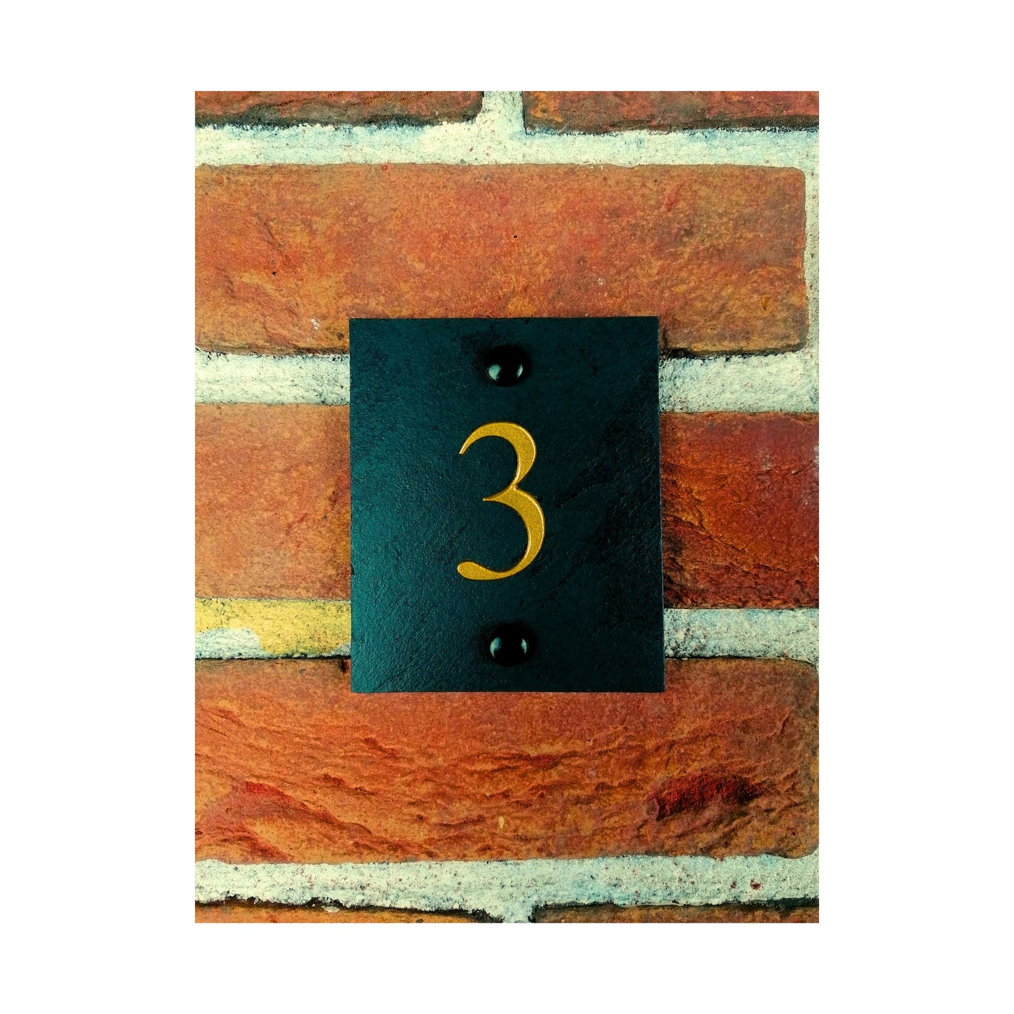 Engraved Natural Slate House Address Sign - Rustic Farmhouse Style Door Number - Wedding, Housewarming, Anniversary Gift Idea