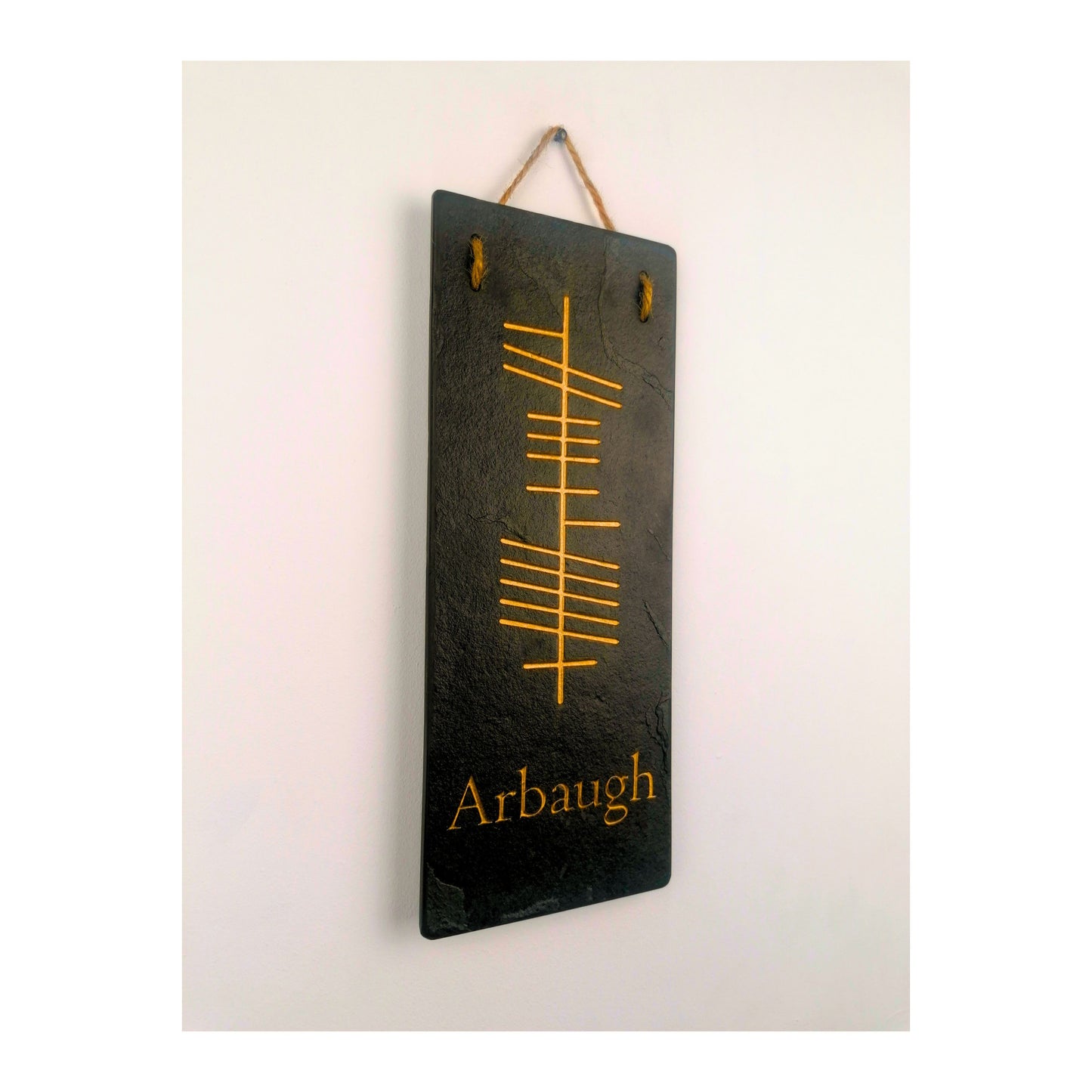 Ogham Wall Hanging | Natural Slate | Handmade Deep Engraved Signs | Celtic Irish Gaelic Traditional | Rustic Home Decor | Unique Gift Ideas