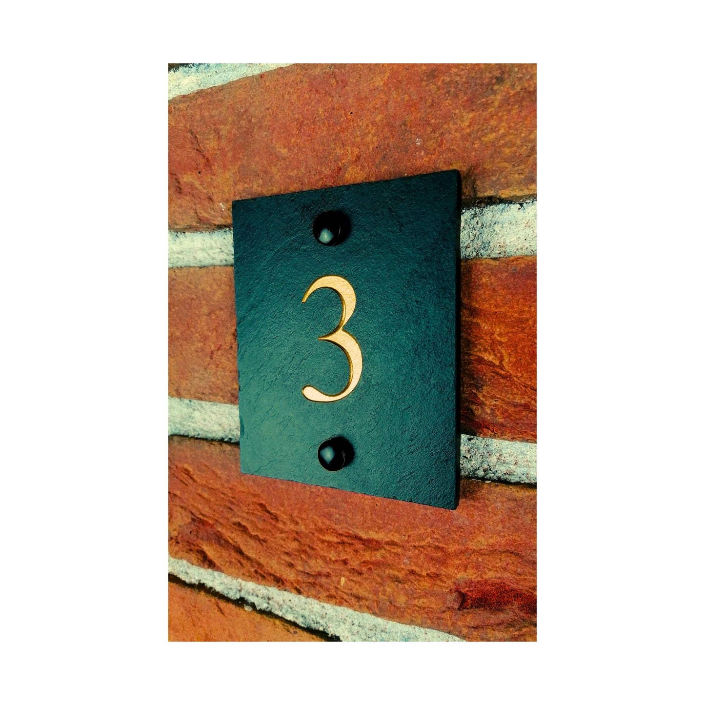 Engraved Natural Slate House Address Sign - Rustic Farmhouse Style Door Number - Wedding, Housewarming, Anniversary Gift Idea