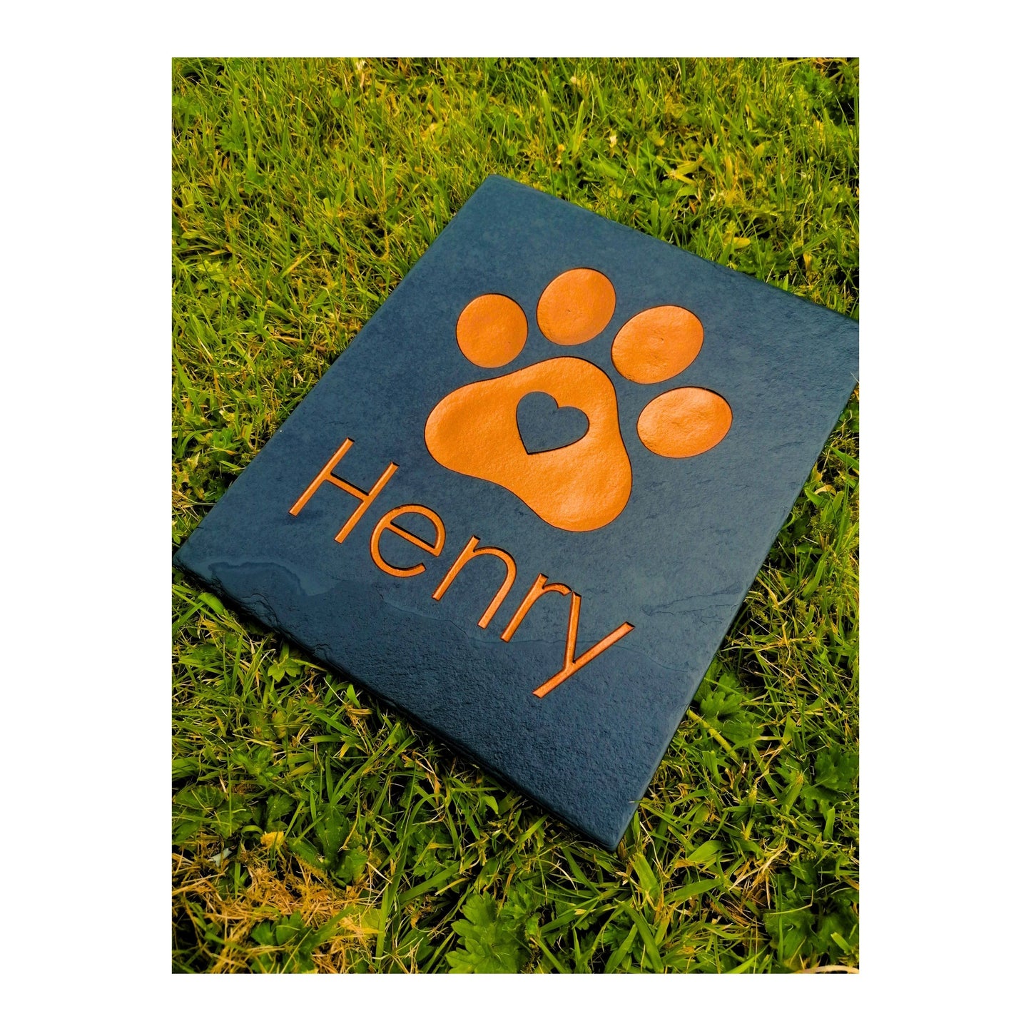 Personalised Custom Pet Paw Print | Engraved Natural Slate Memorial Plaque | Gold Copper Silver | Memories Tributes Markers Stone Headstones