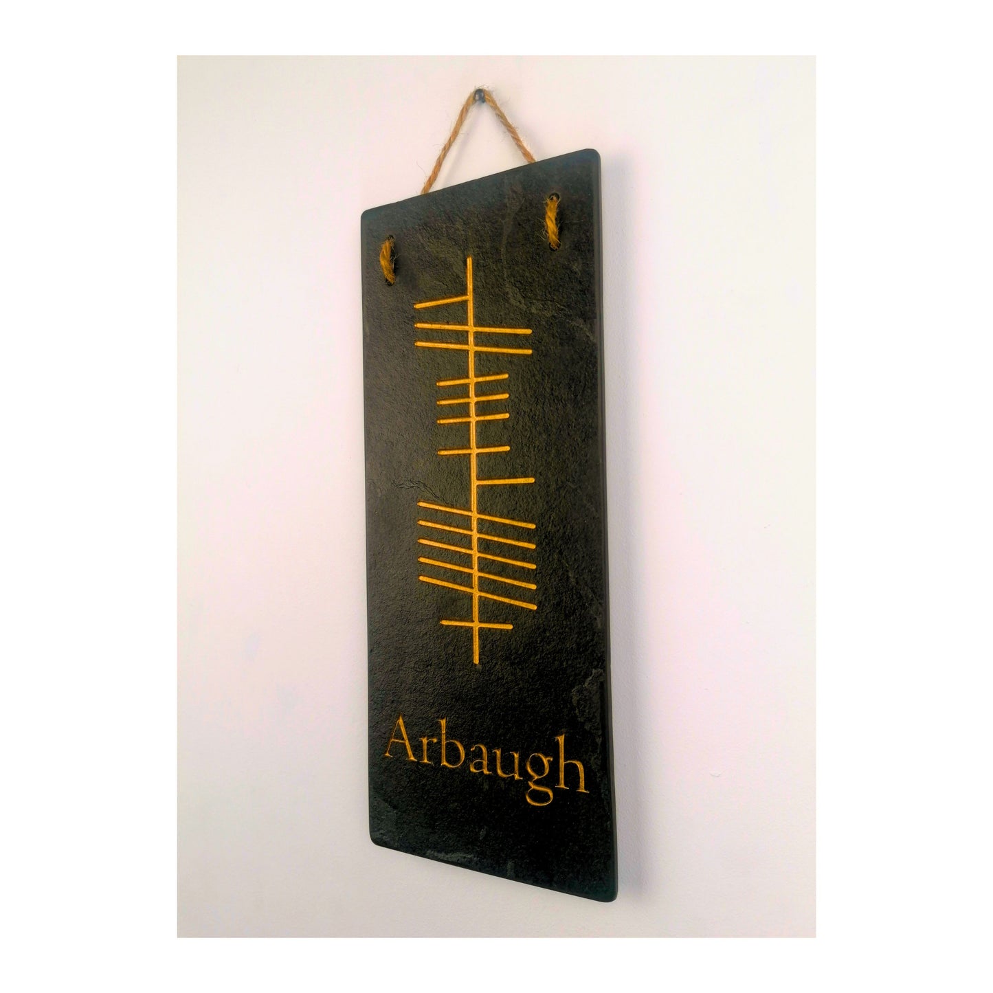 Ogham Wall Hanging | Natural Slate | Handmade Deep Engraved Signs | Celtic Irish Gaelic Traditional | Rustic Home Decor | Unique Gift Ideas