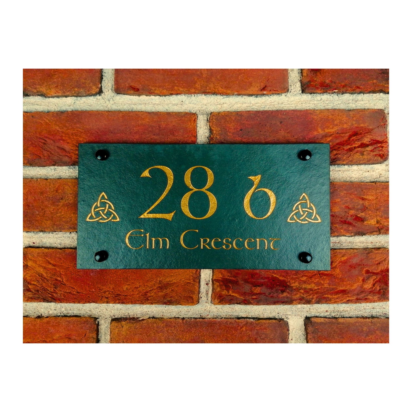 Engraved Natural Slate House Address Sign - Rustic Farmhouse Style Door Number - Wedding, Housewarming, Anniversary Gift Idea