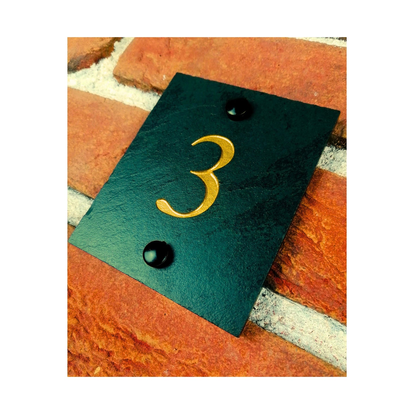 Engraved Natural Slate House Address Sign - Rustic Farmhouse Style Door Number - Wedding, Housewarming, Anniversary Gift Idea