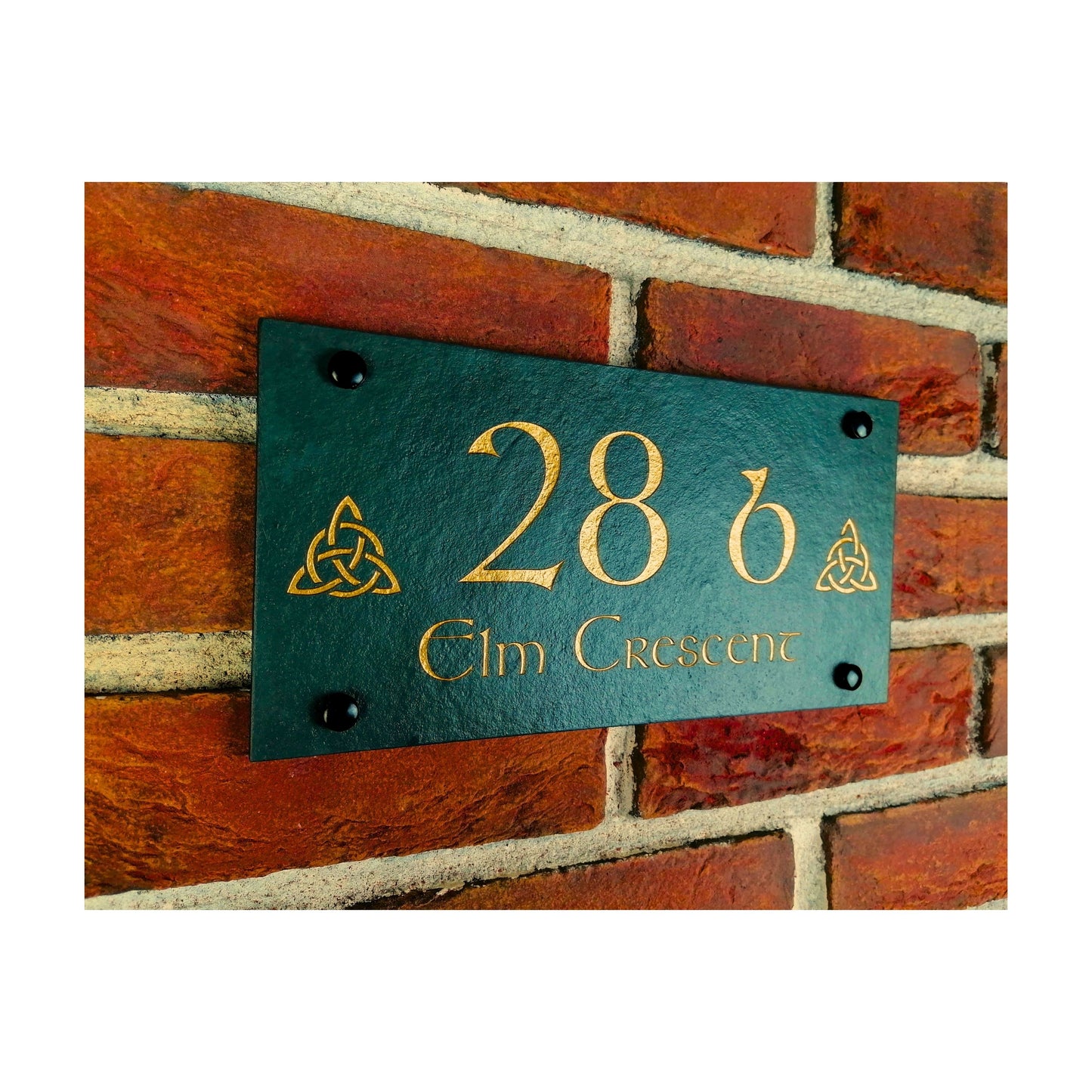 Engraved Natural Slate House Address Sign - Rustic Farmhouse Style Door Number - Wedding, Housewarming, Anniversary Gift Idea