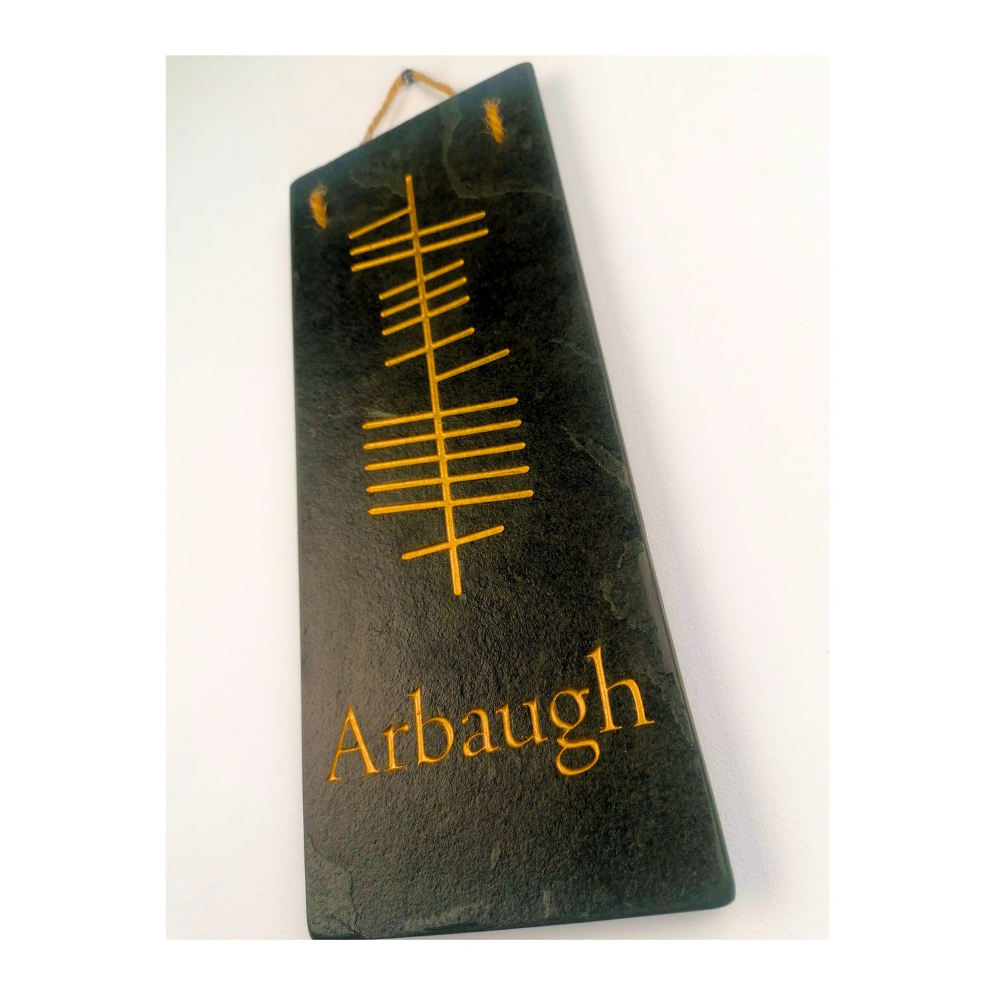 Ogham Wall Hanging | Natural Slate | Handmade Deep Engraved Signs | Celtic Irish Gaelic Traditional | Rustic Home Decor | Unique Gift Ideas