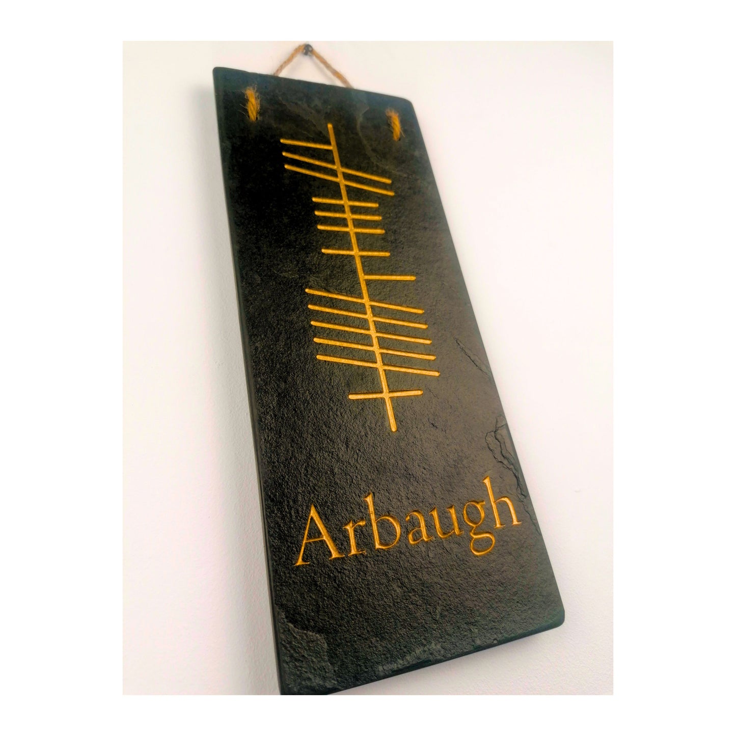 Ogham Wall Hanging | Natural Slate | Handmade Deep Engraved Signs | Celtic Irish Gaelic Traditional | Rustic Home Decor | Unique Gift Ideas