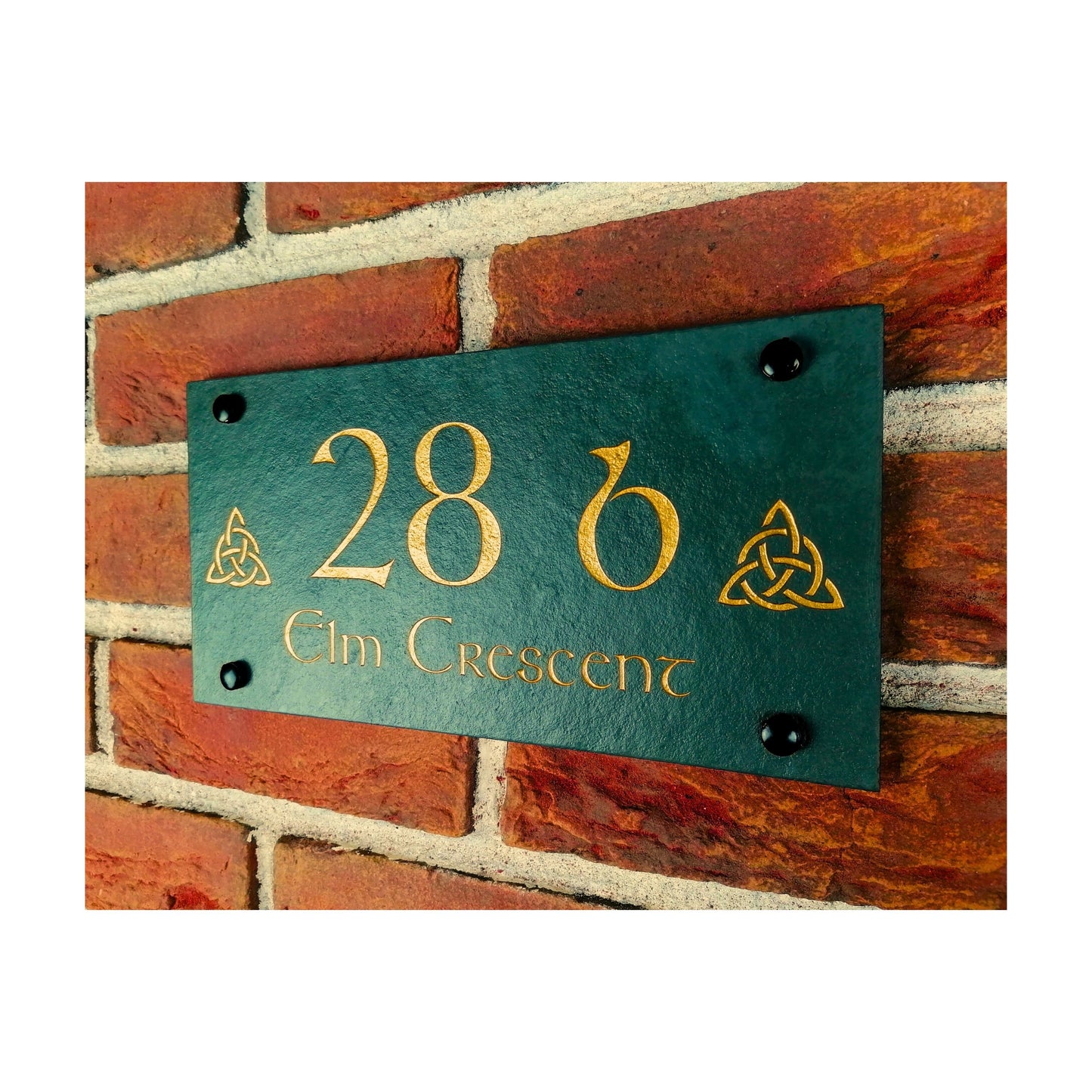 Engraved Natural Slate House Address Sign - Rustic Farmhouse Style Door Number - Wedding, Housewarming, Anniversary Gift Idea