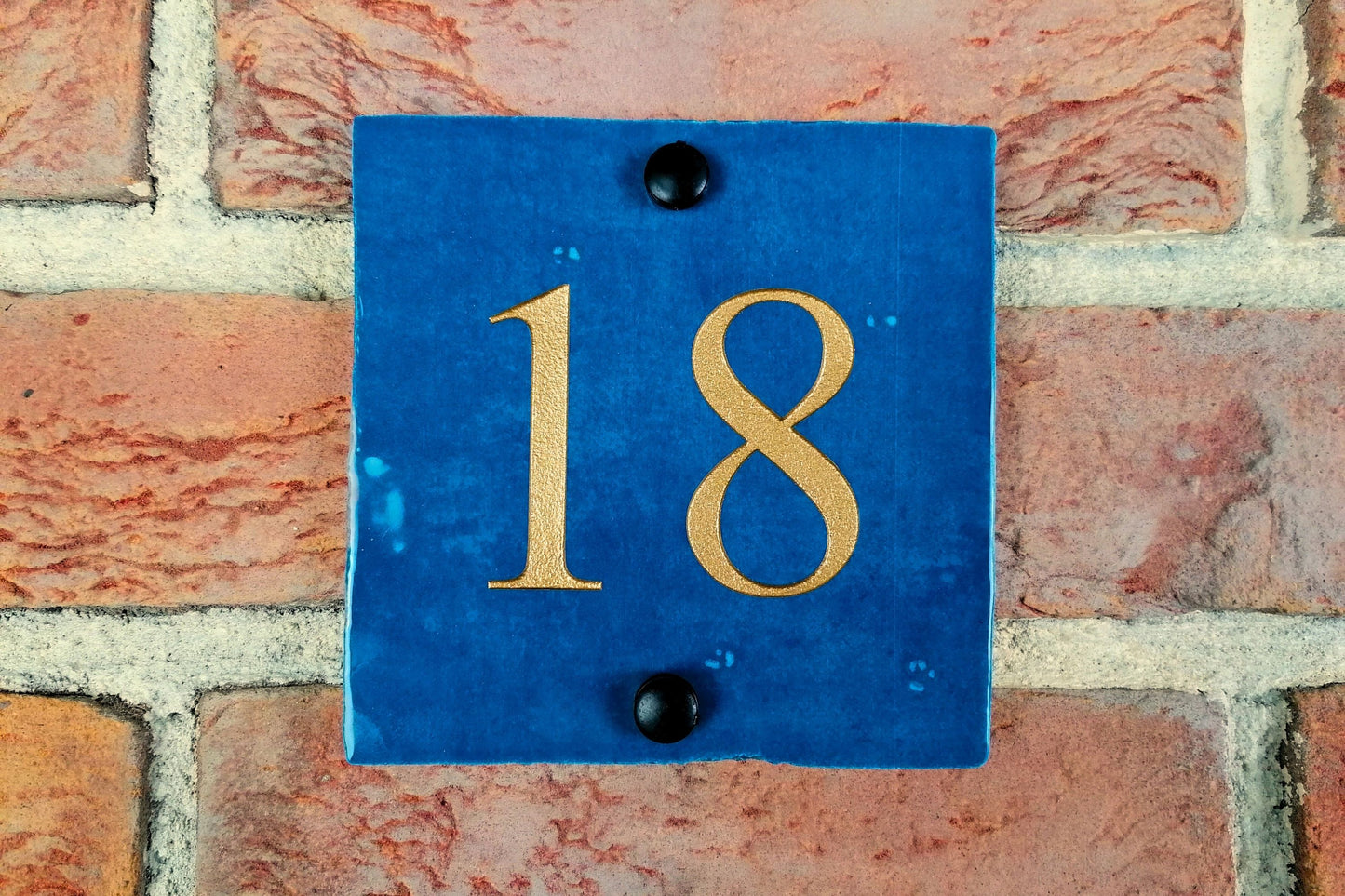 Engraved Ceramic Wall Tile Address Sign | Irish Handmade Square Door Number House Name | Rustic Custom Personalised Postcode Mailbox Irish