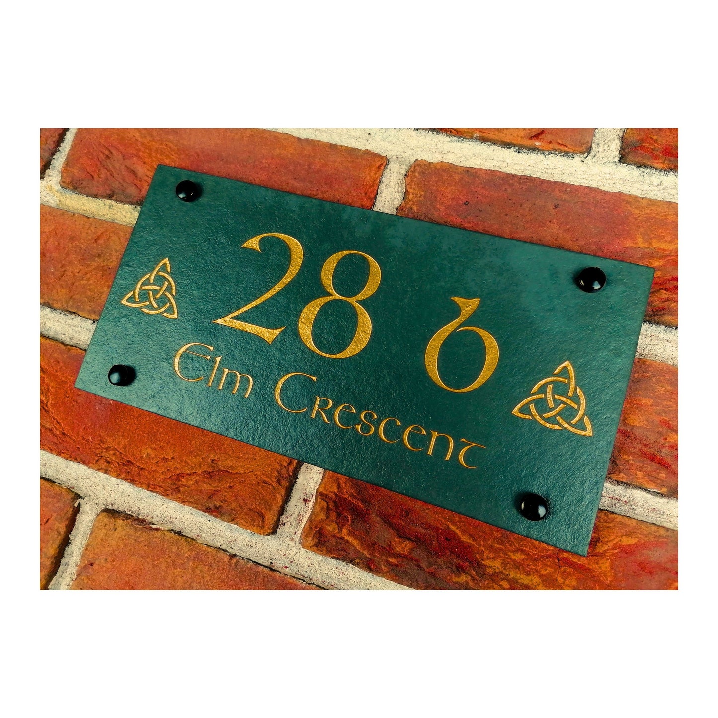 Engraved Natural Slate House Address Sign - Rustic Farmhouse Style Door Number - Wedding, Housewarming, Anniversary Gift Idea