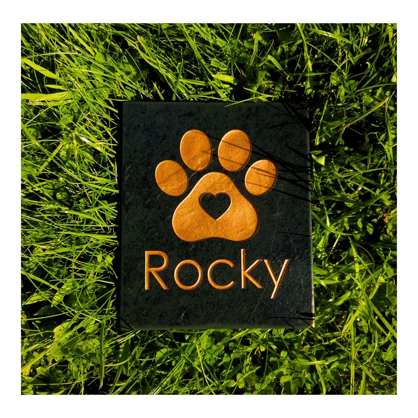 Personalised Custom Pet Paw Print | Engraved Natural Slate Memorial Plaque | Gold Copper Silver | Memories Tributes Markers Stone Headstones
