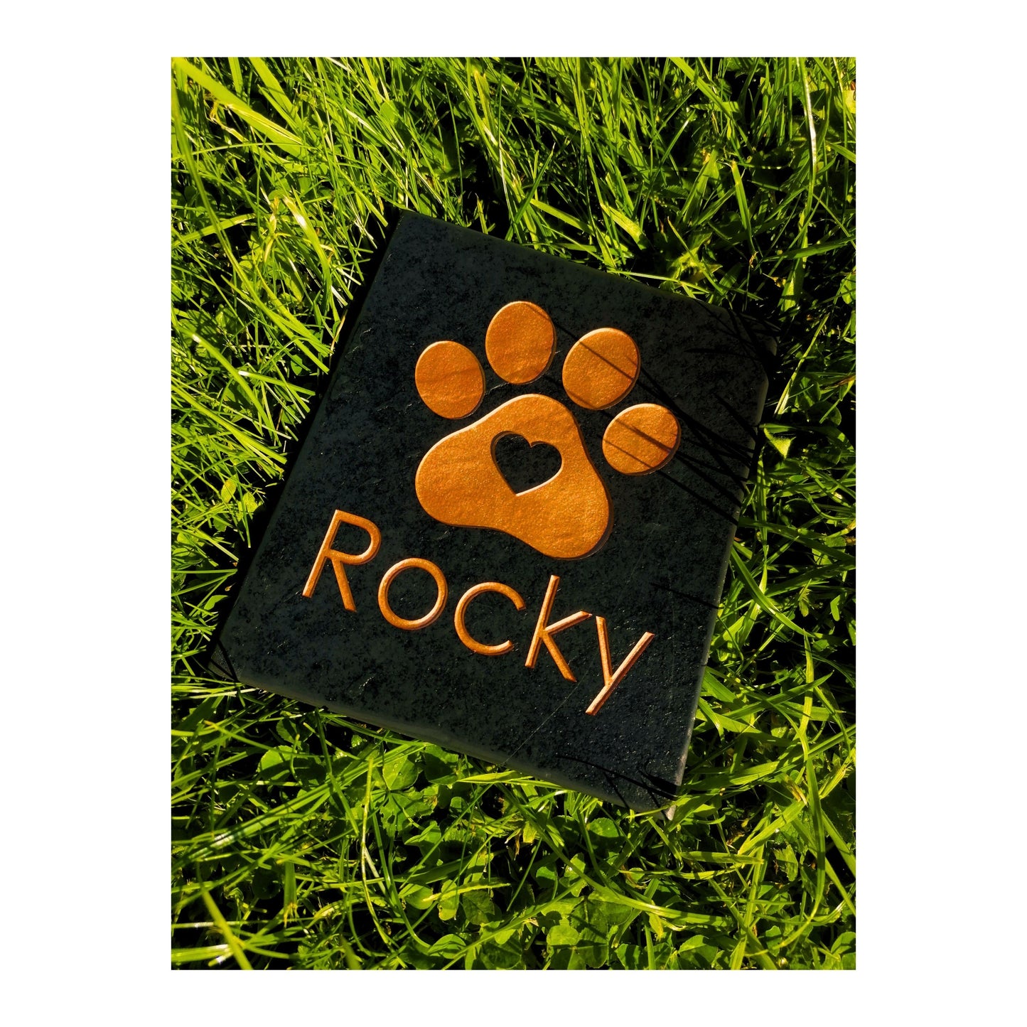 Personalised Custom Pet Paw Print | Engraved Natural Slate Memorial Plaque | Gold Copper Silver | Memories Tributes Markers Stone Headstones