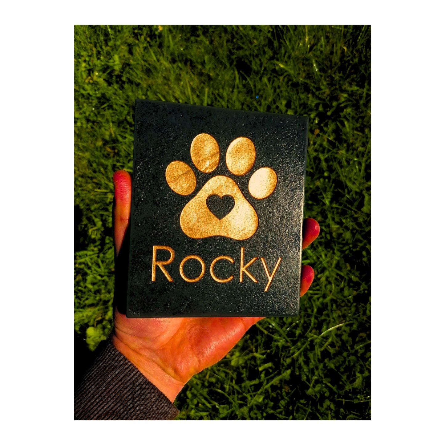 Personalised Custom Pet Paw Print | Engraved Natural Slate Memorial Plaque | Gold Copper Silver | Memories Tributes Markers Stone Headstones