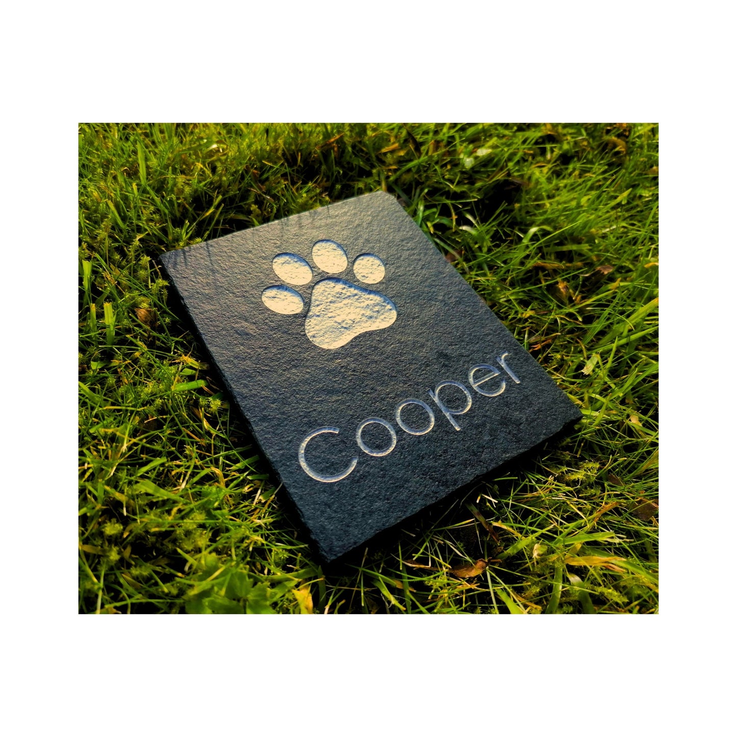 Personalised Custom Pet Paw Print | Engraved Natural Slate Memorial Plaque | Gold Copper Silver | Memories Tributes Markers Stone Headstones