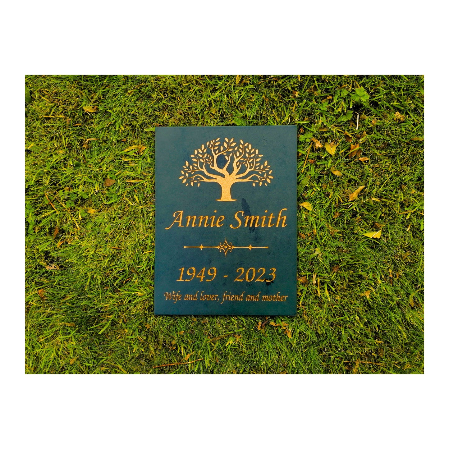 Grave Marker Memorial Plaque | Engraved Natural Slate | Custom Personalised | Gold Copper Silver | Memories Tributes Stone Headstones Bereavement