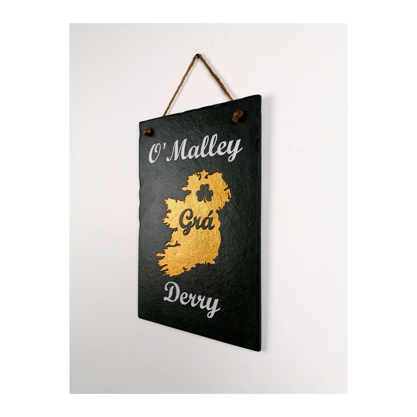 Ireland Map with Family Name and Hometown | Irish Ancestry Disapora Ancestors | Home Love Memories | Natural Slate Handmade Custom Unique