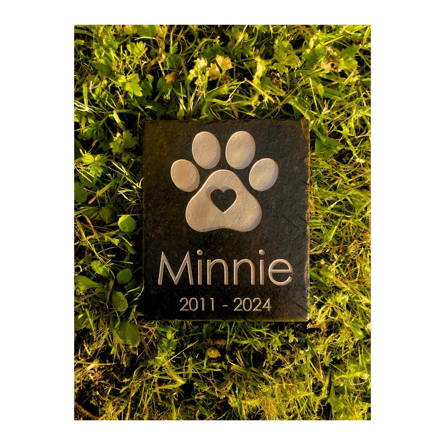 Personalised Custom Pet Paw Print | Engraved Natural Slate Memorial Plaque | Gold Copper Silver | Memories Tributes Markers Stone Headstones