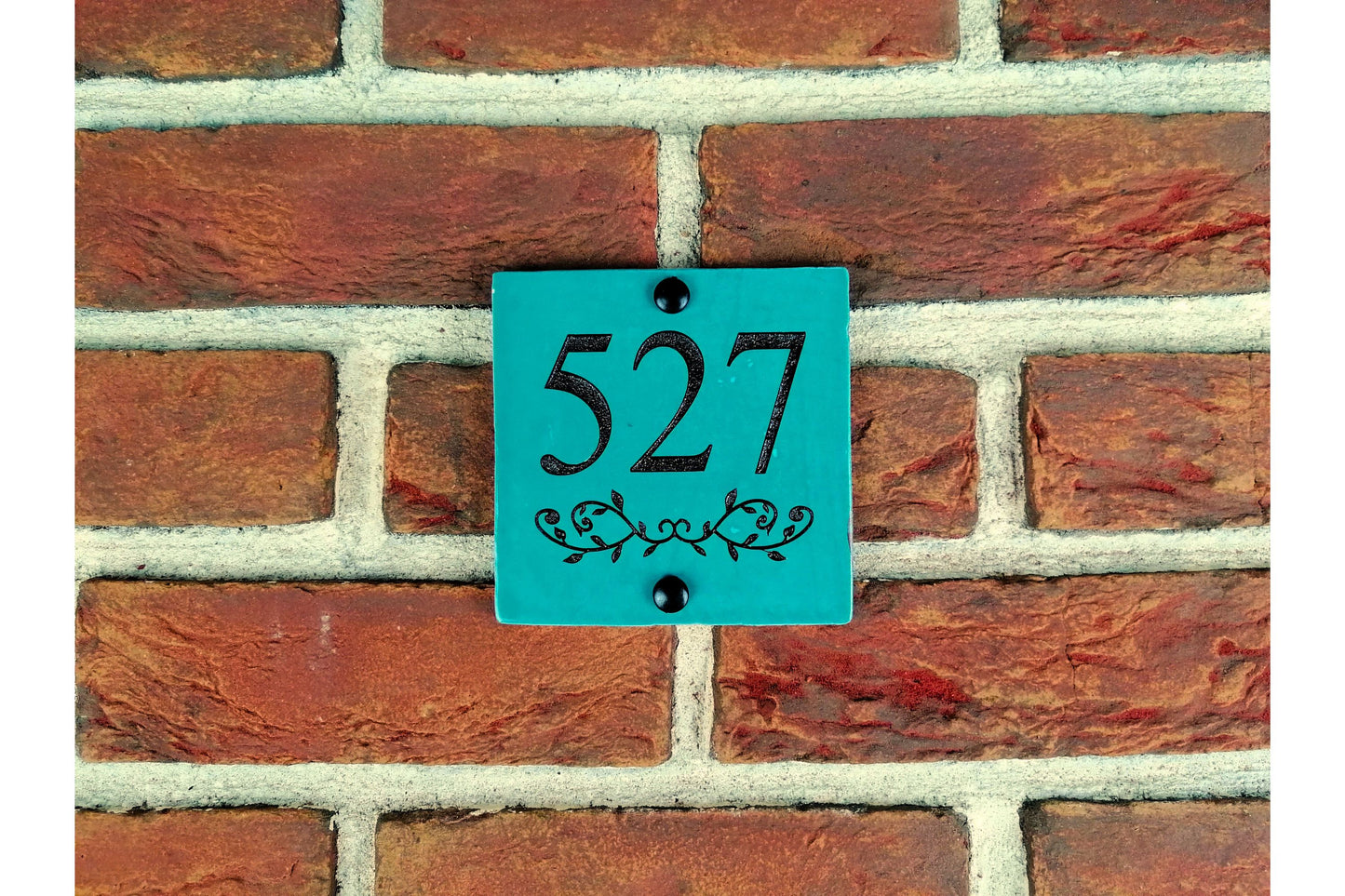 Engraved Ceramic Wall Tile Address Sign | Irish Handmade Square Door Number House Name | Rustic Custom Personalised Postcode Mailbox Irish