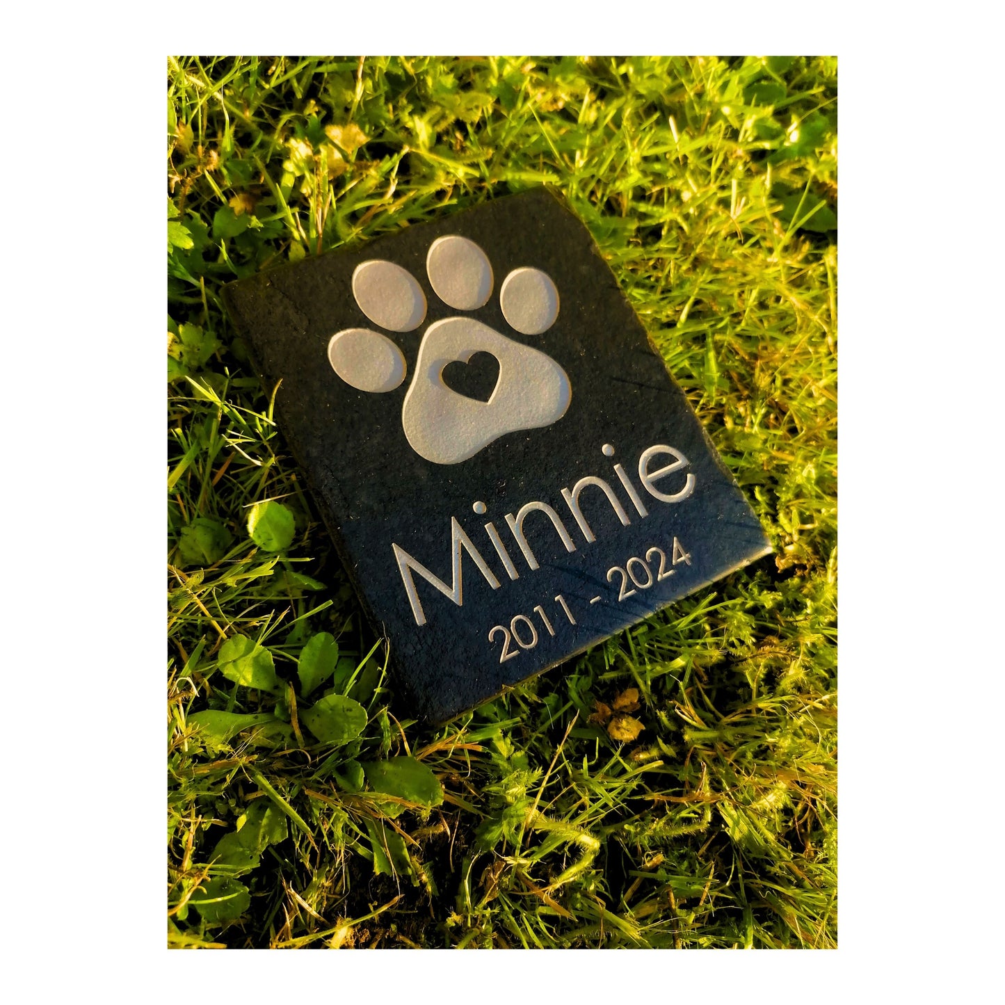 Personalised Custom Pet Paw Print | Engraved Natural Slate Memorial Plaque | Gold Copper Silver | Memories Tributes Markers Stone Headstones