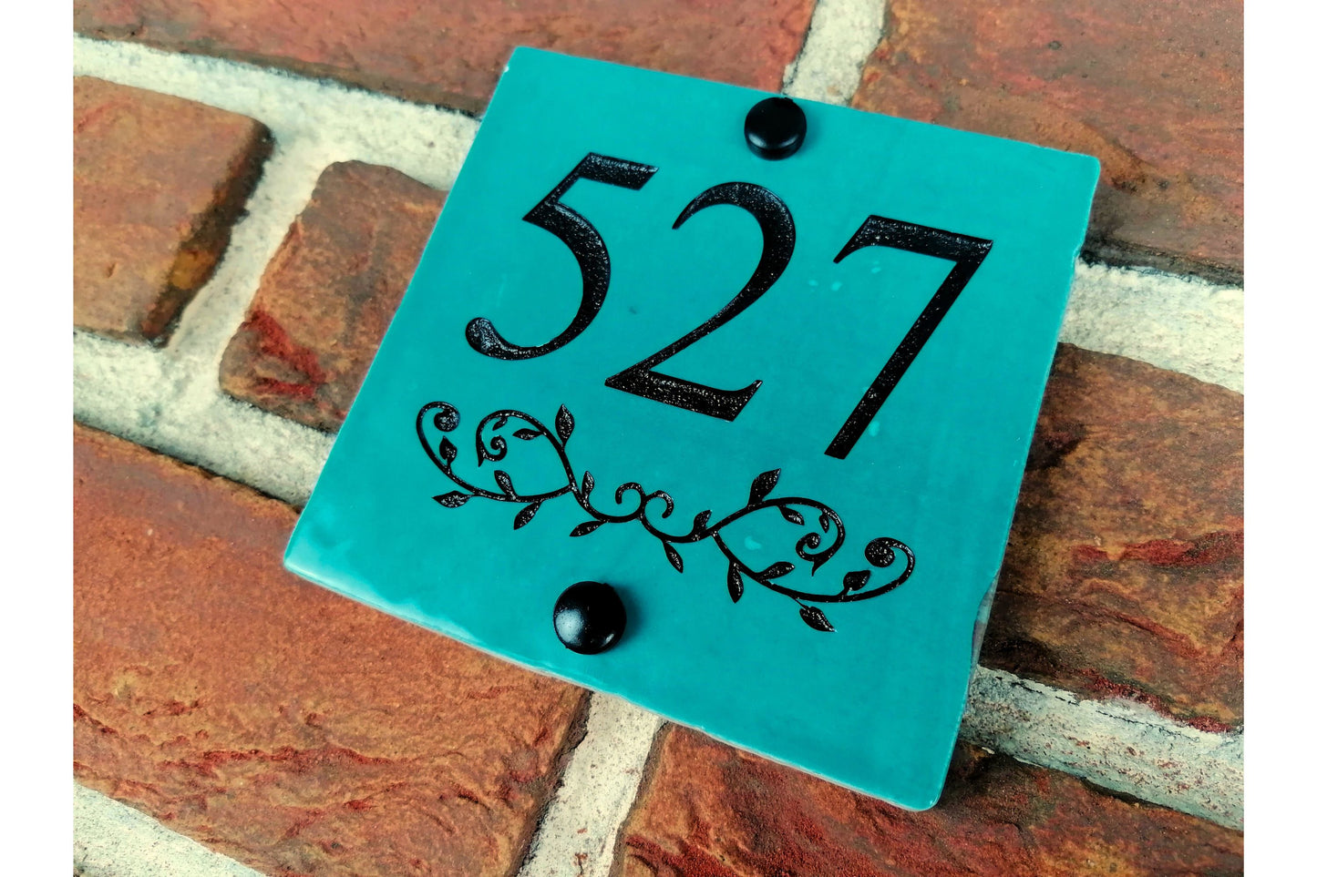 Engraved Ceramic Wall Tile Address Sign | Irish Handmade Square Door Number House Name | Rustic Custom Personalised Postcode Mailbox Irish