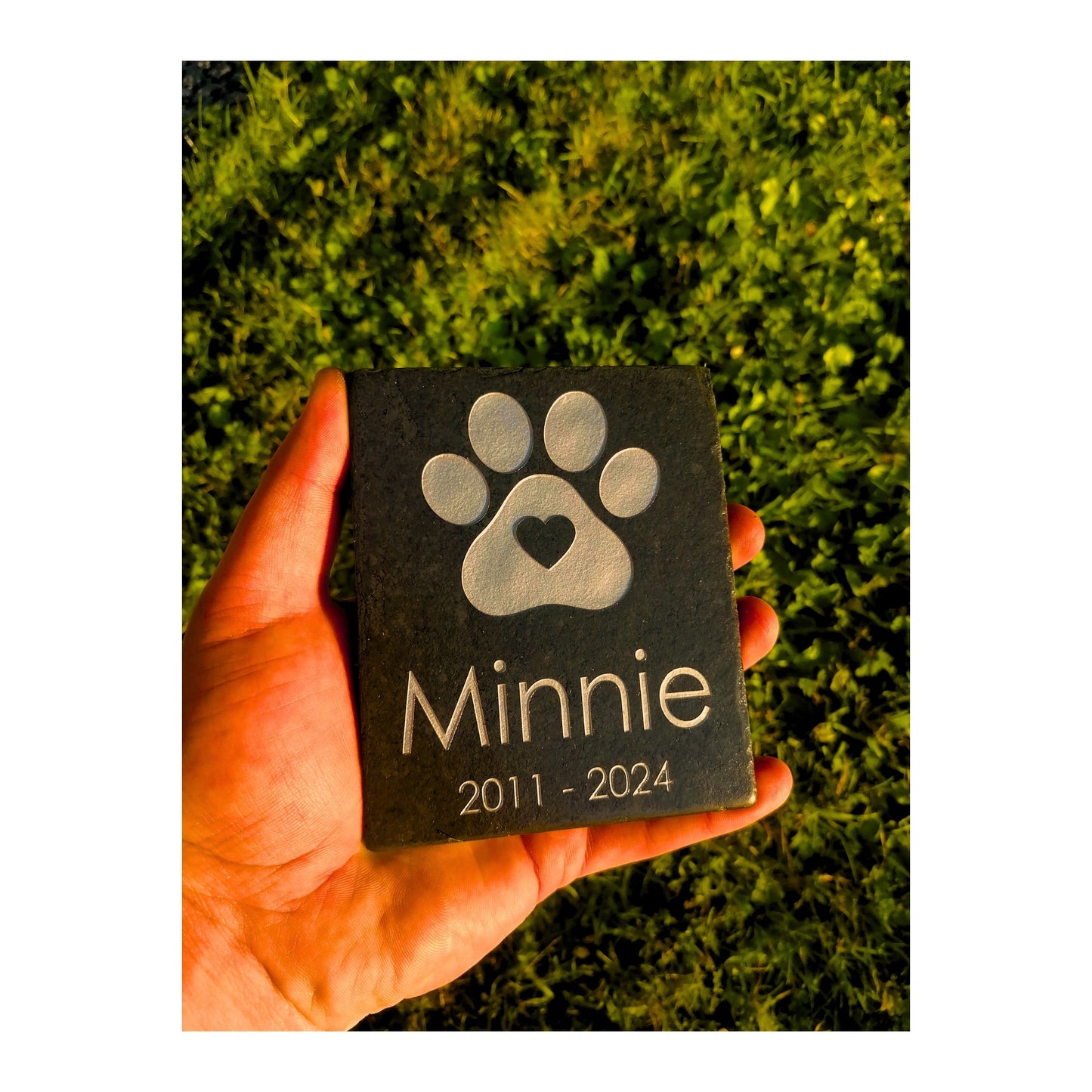Personalised Custom Pet Paw Print | Engraved Natural Slate Memorial Plaque | Gold Copper Silver | Memories Tributes Markers Stone Headstones