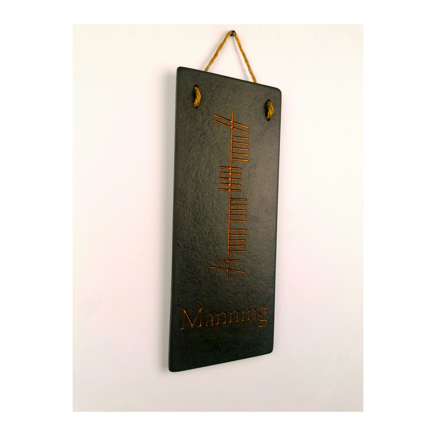 Ogham Wall Hanging | Natural Slate | Handmade Deep Engraved Signs | Celtic Irish Gaelic Traditional | Rustic Home Decor | Unique Gift Ideas