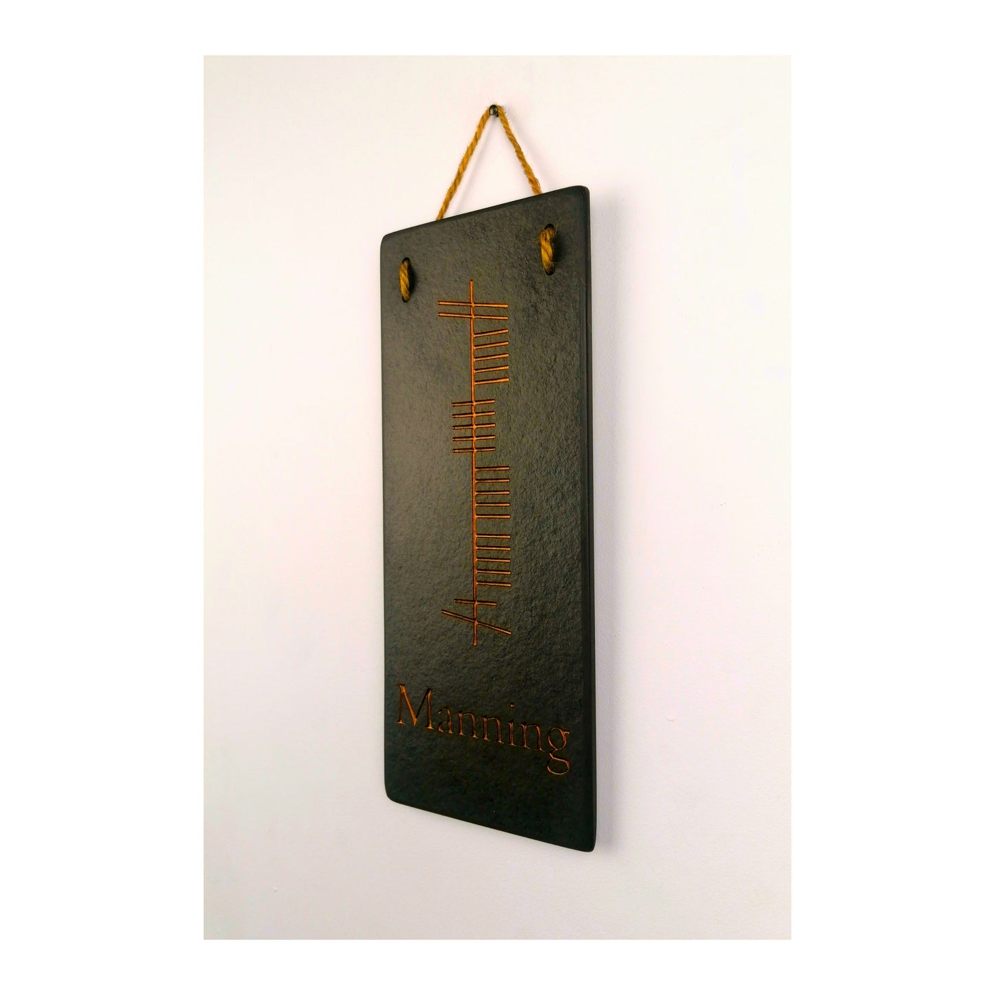 Ogham Wall Hanging | Natural Slate | Handmade Deep Engraved Signs | Celtic Irish Gaelic Traditional | Rustic Home Decor | Unique Gift Ideas