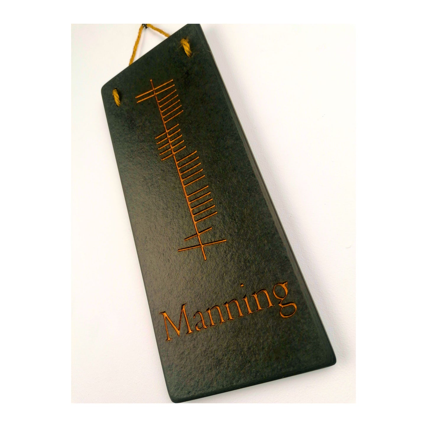 Ogham Wall Hanging | Natural Slate | Handmade Deep Engraved Signs | Celtic Irish Gaelic Traditional | Rustic Home Decor | Unique Gift Ideas