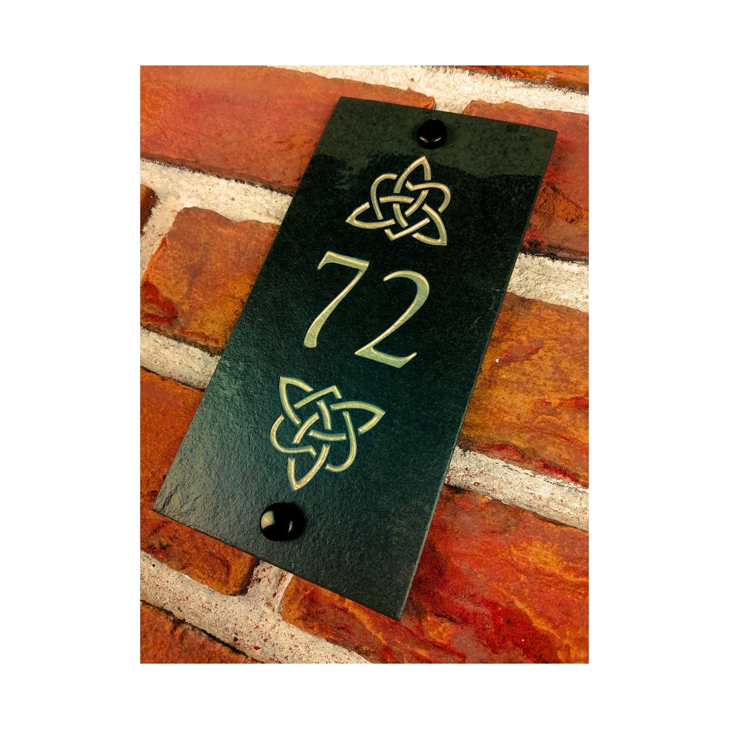 Engraved Natural Slate House Address Sign - Rustic Farmhouse Style Door Number - Wedding, Housewarming, Anniversary Gift Idea