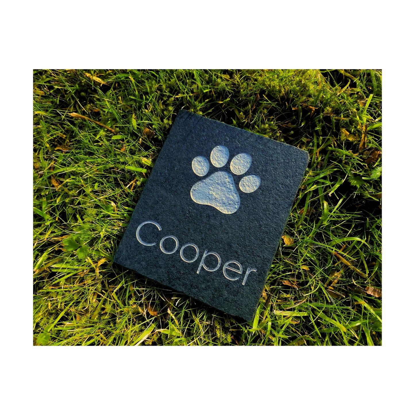 Personalised Custom Pet Paw Print | Engraved Natural Slate Memorial Plaque | Gold Copper Silver | Memories Tributes Markers Stone Headstones