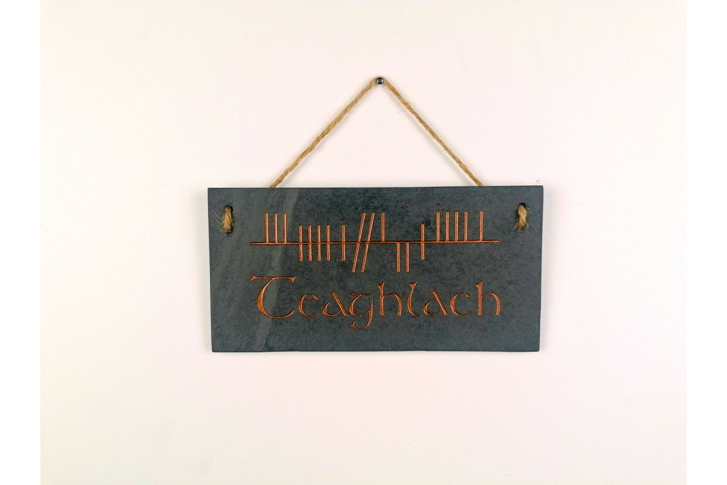 Ogham Wall Hanging | Natural Slate | Handmade Deep Engraved Signs | Celtic Irish Gaelic Traditional | Rustic Home Decor | Unique Gift Ideas
