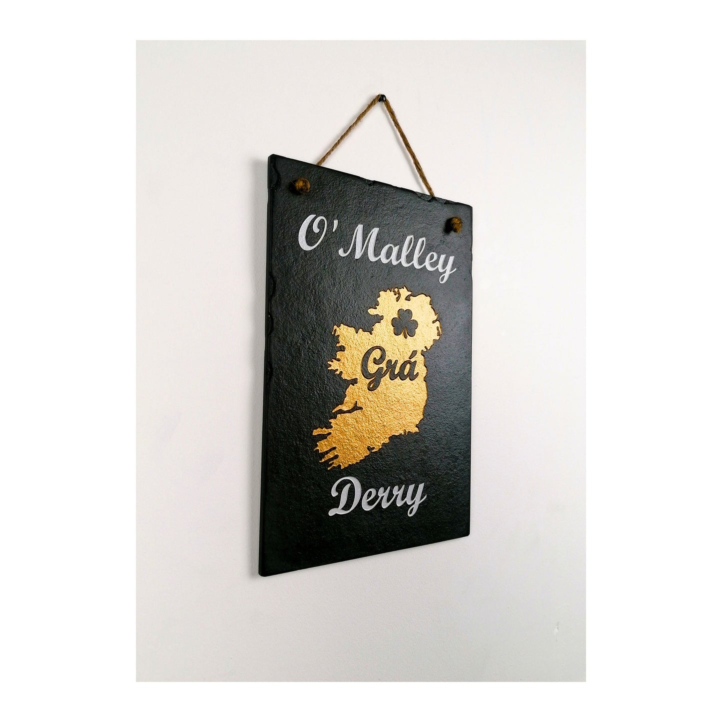 Ireland Map with Family Name and Hometown | Irish Ancestry Disapora Ancestors | Home Love Memories | Natural Slate Handmade Custom Unique