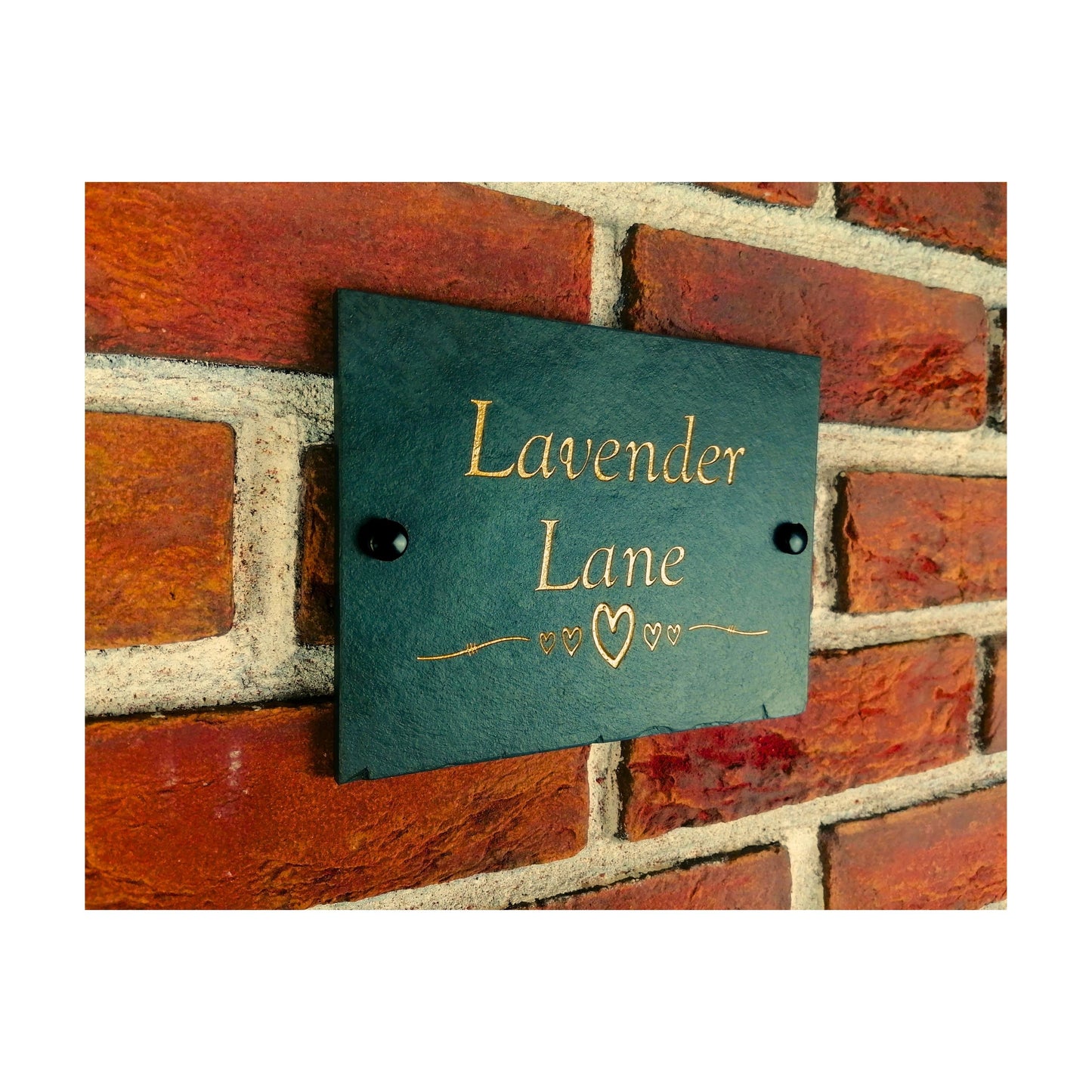 Engraved Natural Slate House Address Sign - Rustic Farmhouse Style Door Number - Wedding, Housewarming, Anniversary Gift Idea