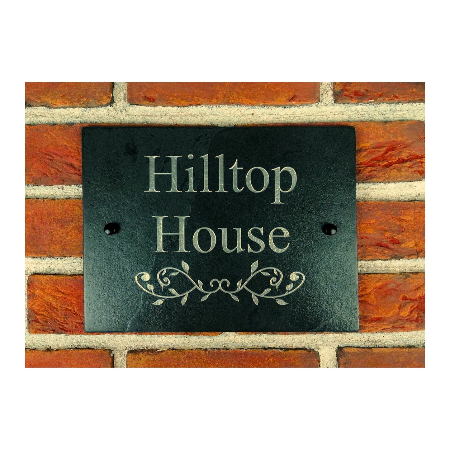 Engraved Natural Slate House Address Sign - Rustic Farmhouse Style Door Number - Wedding, Housewarming, Anniversary Gift Idea