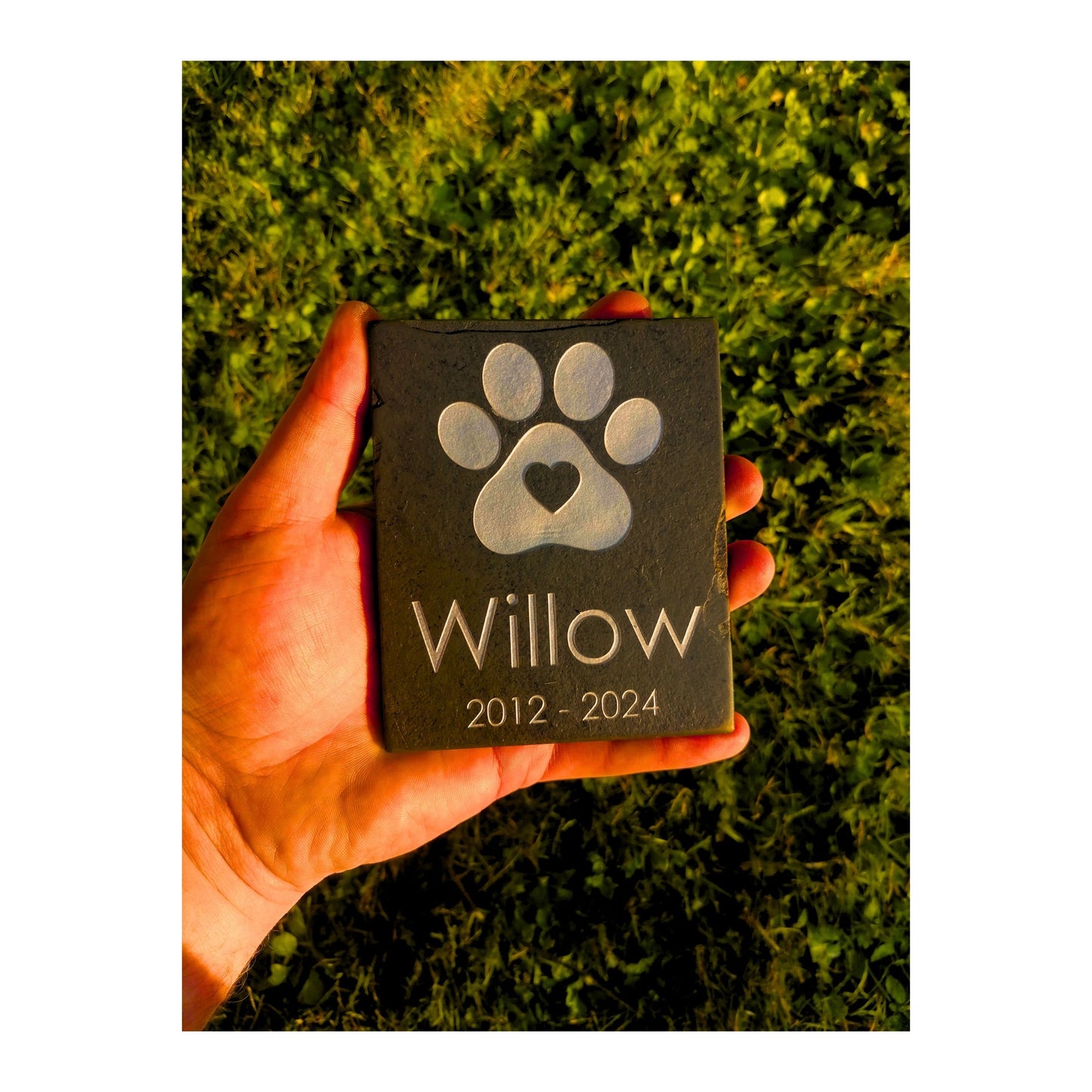 Personalised Custom Pet Paw Print | Engraved Natural Slate Memorial Plaque | Gold Copper Silver | Memories Tributes Markers Stone Headstones