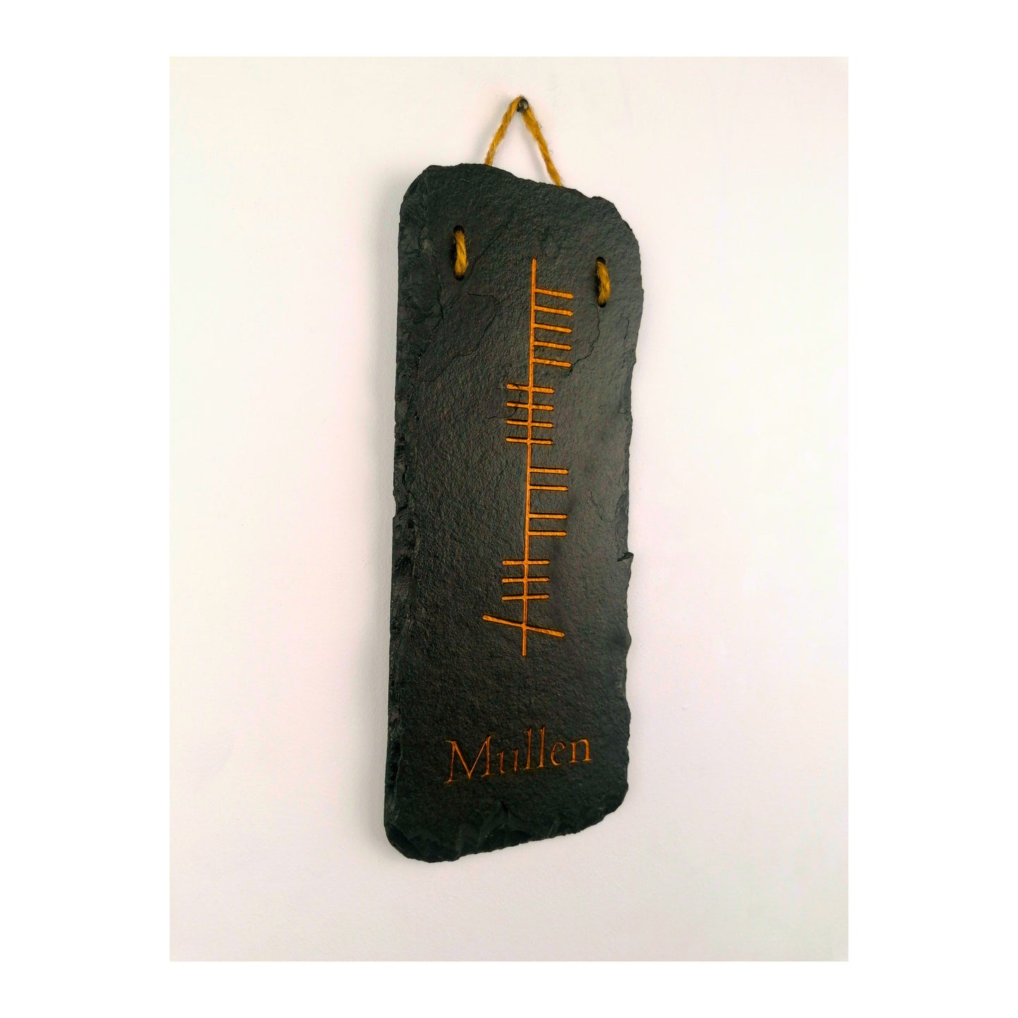 Ogham Wall Hanging | Natural Slate | Handmade Deep Engraved Signs | Celtic Irish Gaelic Traditional | Rustic Home Decor | Unique Gift Ideas