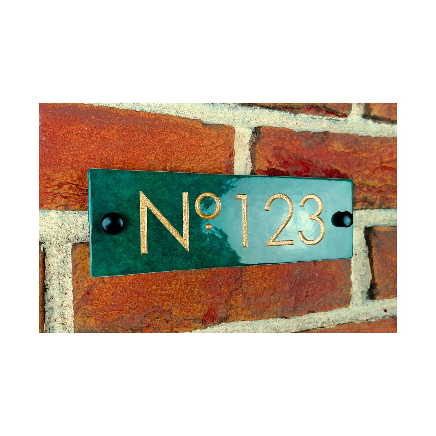 Engraved Ceramic Wall Tile Door Number Sign | Irish Handmade Rectangle Door Number House Name | Rustic Custom Personalised Postcode Mailbox Irish