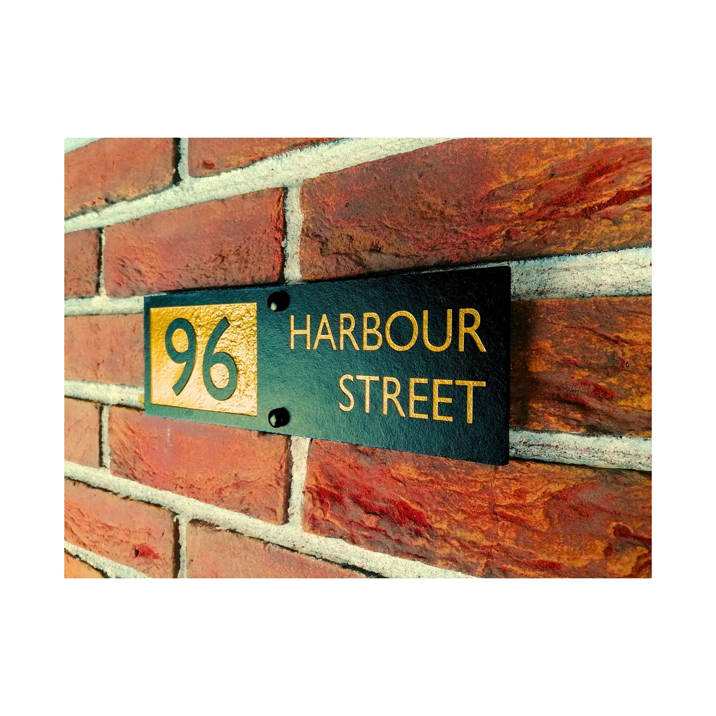 Engraved Natural Slate House Address Sign - Rustic Farmhouse Style Door Number - Wedding, Housewarming, Anniversary Gift Idea
