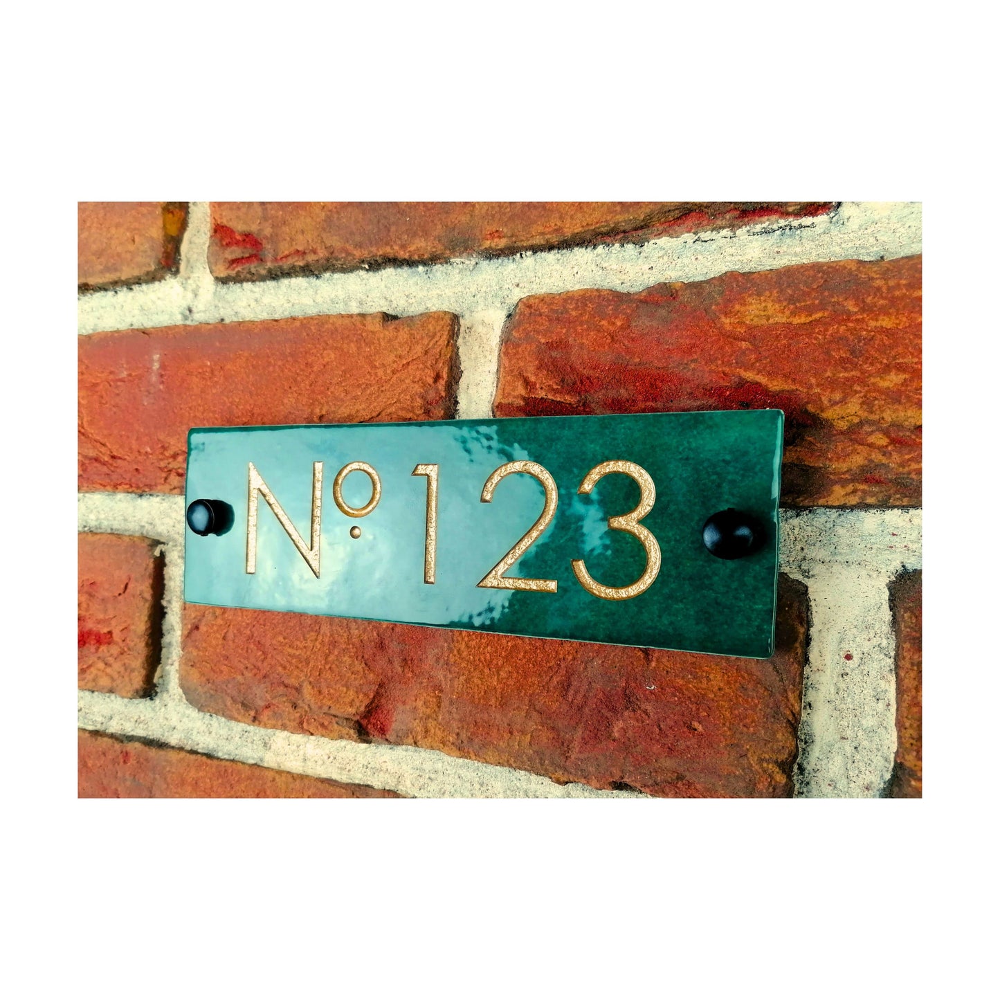 Engraved Ceramic Wall Tile Door Number Sign | Irish Handmade Rectangle Door Number House Name | Rustic Custom Personalised Postcode Mailbox Irish