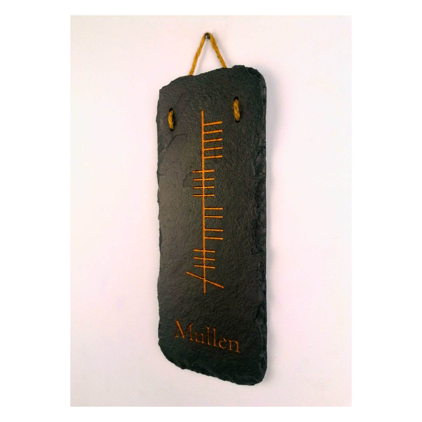 Ogham Wall Hanging | Natural Slate | Handmade Deep Engraved Signs | Celtic Irish Gaelic Traditional | Rustic Home Decor | Unique Gift Ideas