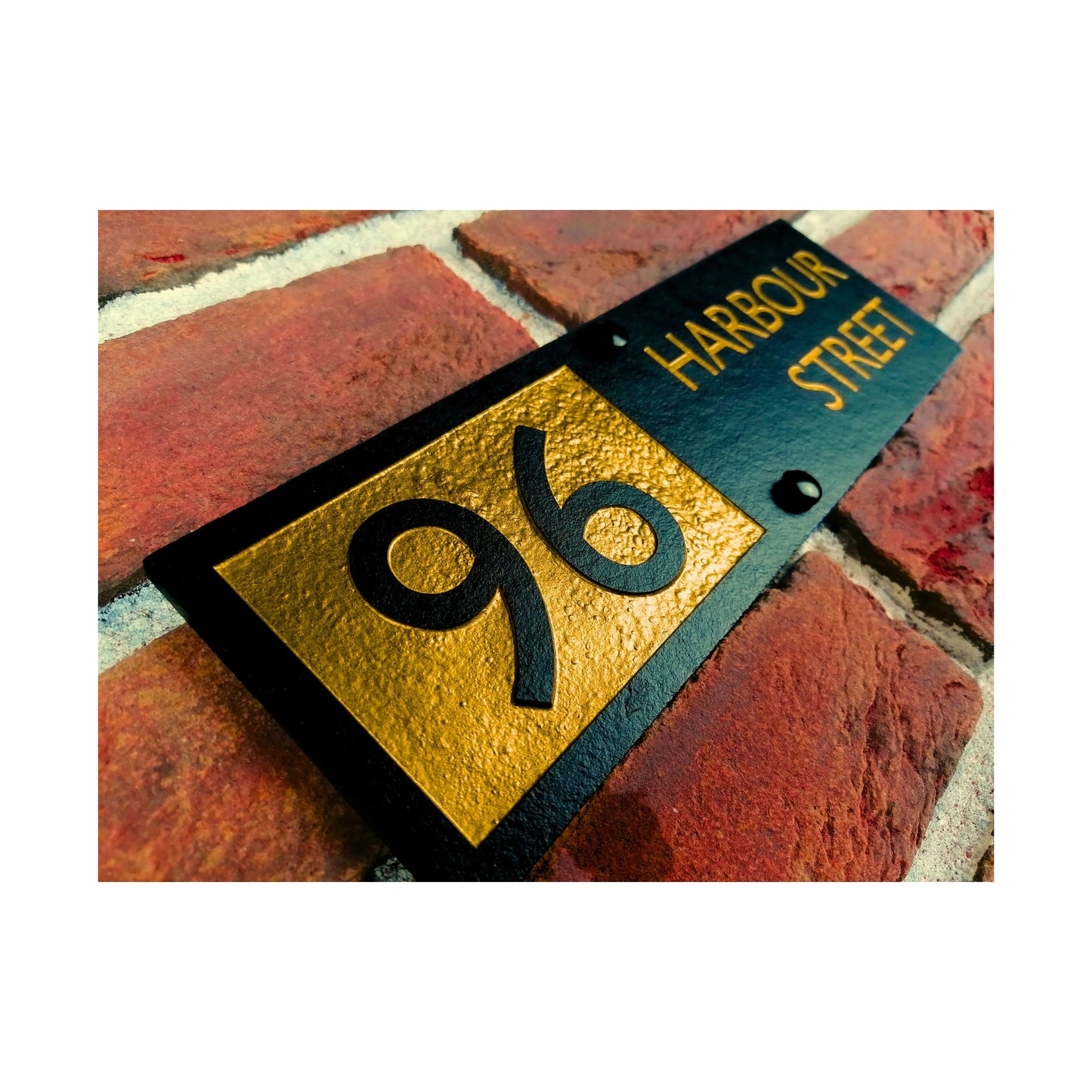 Engraved Natural Slate House Address Sign - Rustic Farmhouse Style Door Number - Wedding, Housewarming, Anniversary Gift Idea