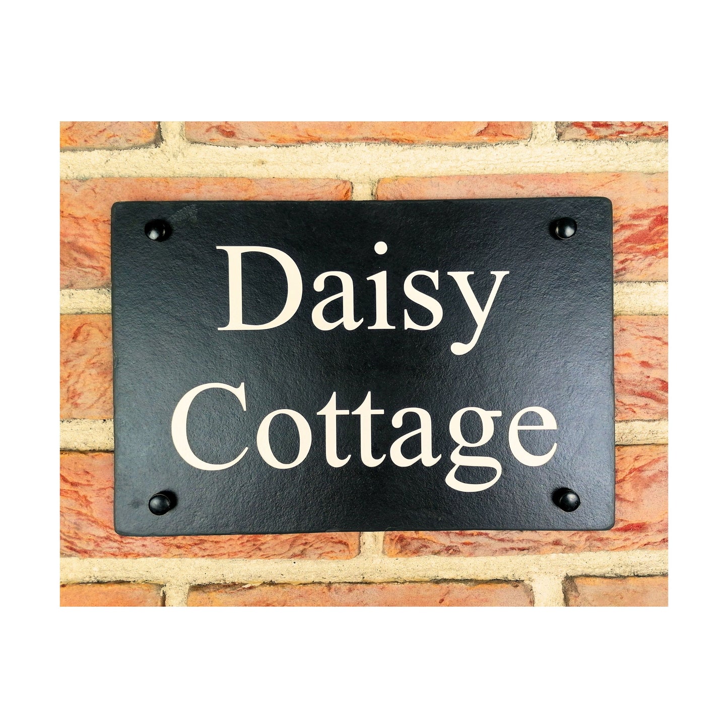 Engraved Natural Slate House Address Sign - Rustic Farmhouse Style Door Number - Wedding, Housewarming, Anniversary Gift Idea