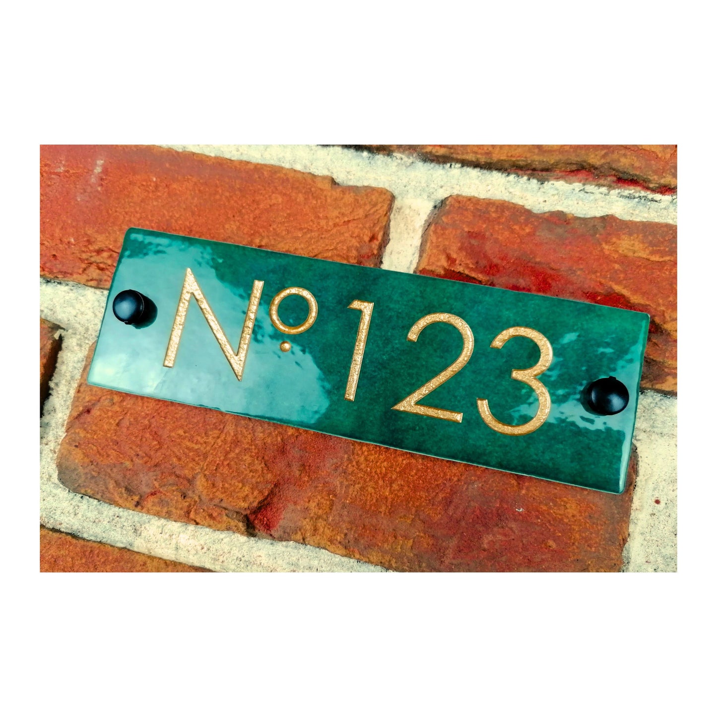 Engraved Ceramic Wall Tile Door Number Sign | Irish Handmade Rectangle Door Number House Name | Rustic Custom Personalised Postcode Mailbox Irish