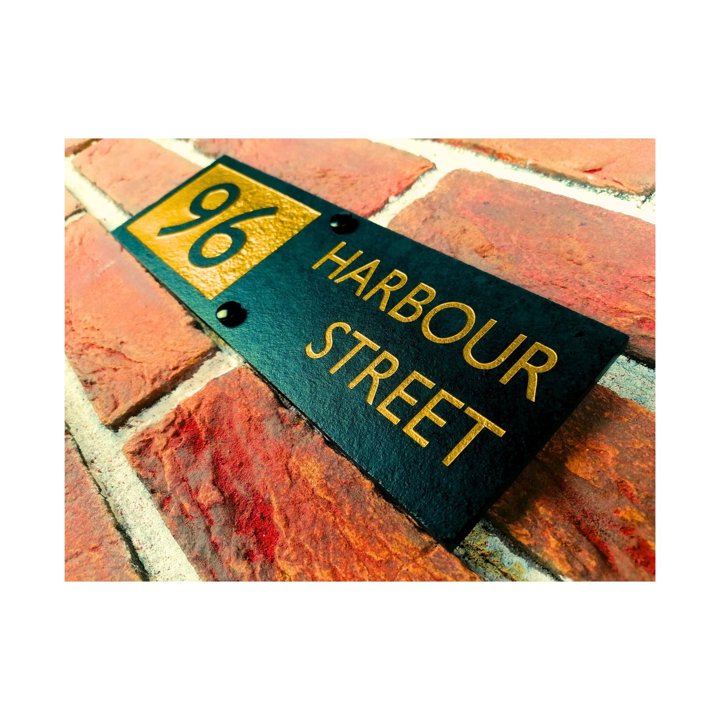 Engraved Natural Slate House Address Sign - Rustic Farmhouse Style Door Number - Wedding, Housewarming, Anniversary Gift Idea