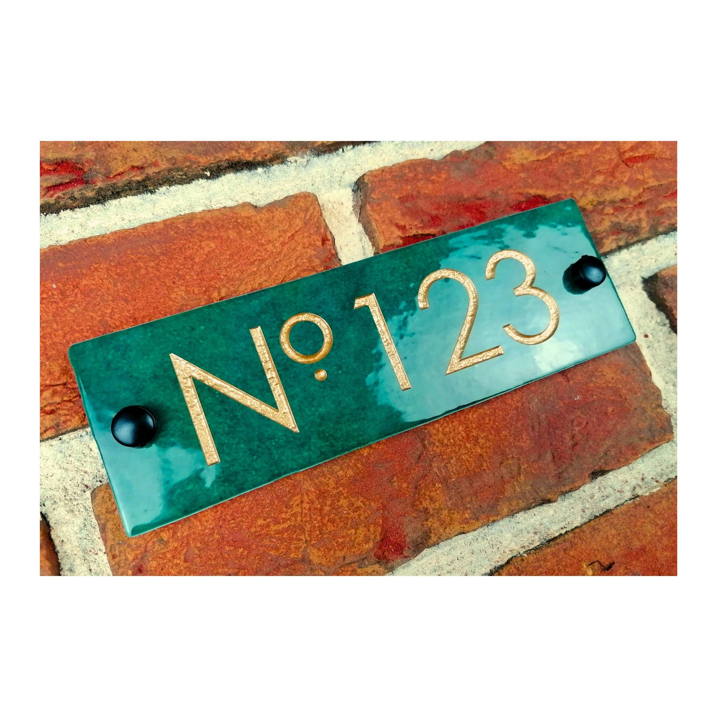 Engraved Ceramic Wall Tile Door Number Sign | Irish Handmade Rectangle Door Number House Name | Rustic Custom Personalised Postcode Mailbox Irish
